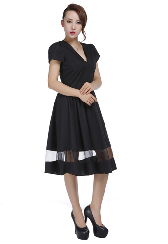 Black Vintage Sheer Inlay Dress