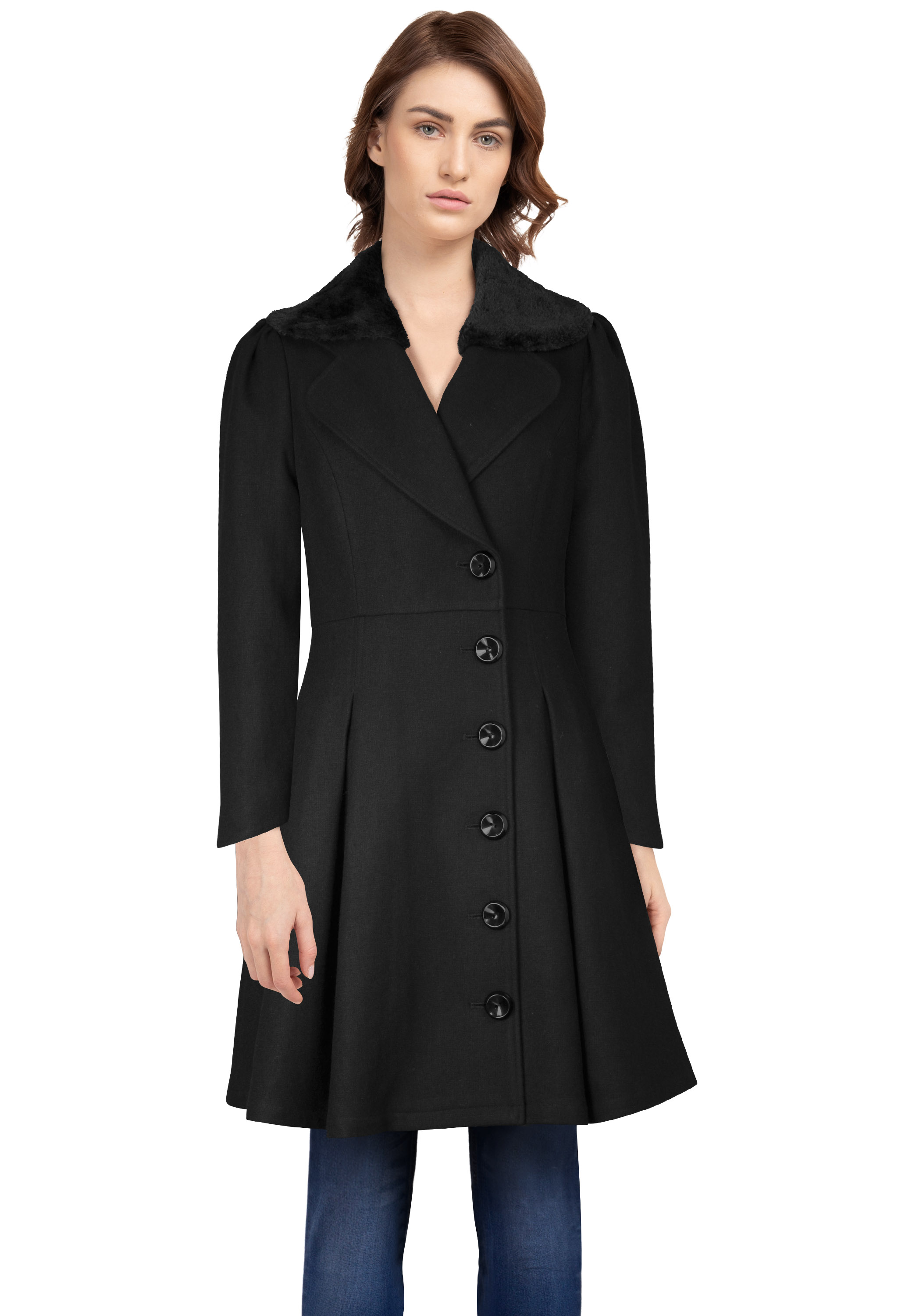 Wool Fur Peacoat Coat