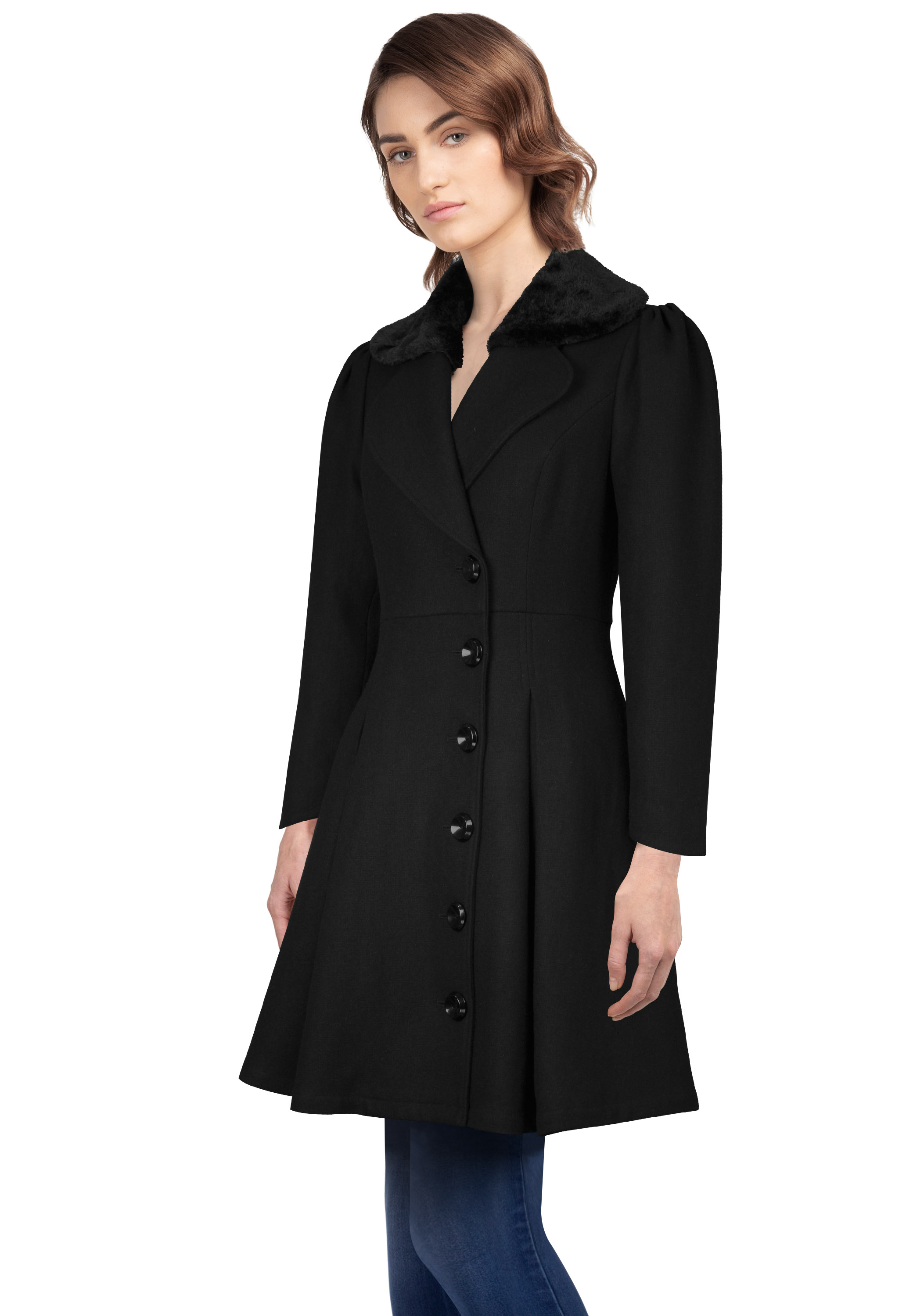 Wool Fur Peacoat Coat