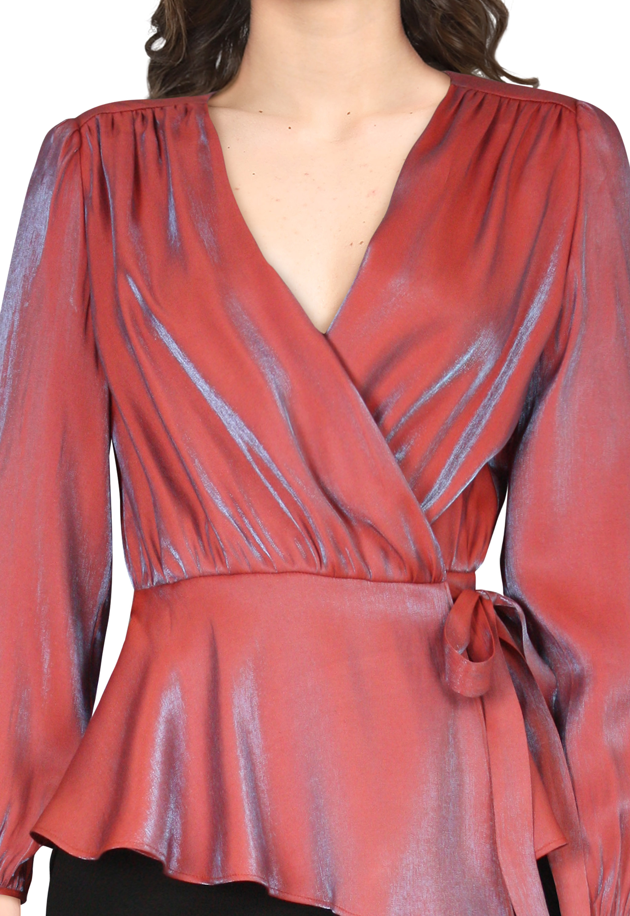 Shimmer Wrap Blouse