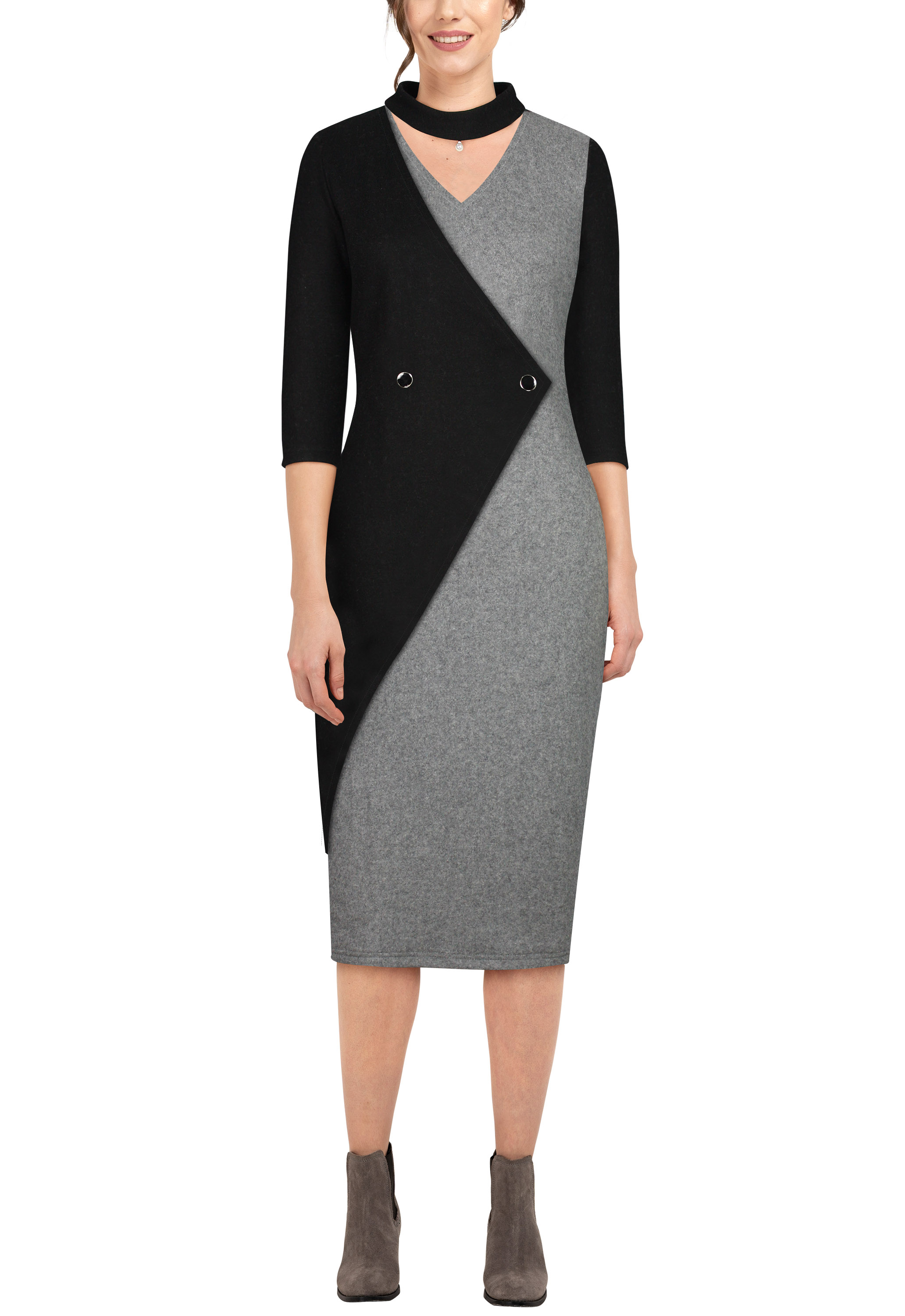 Contrast Wool Dress