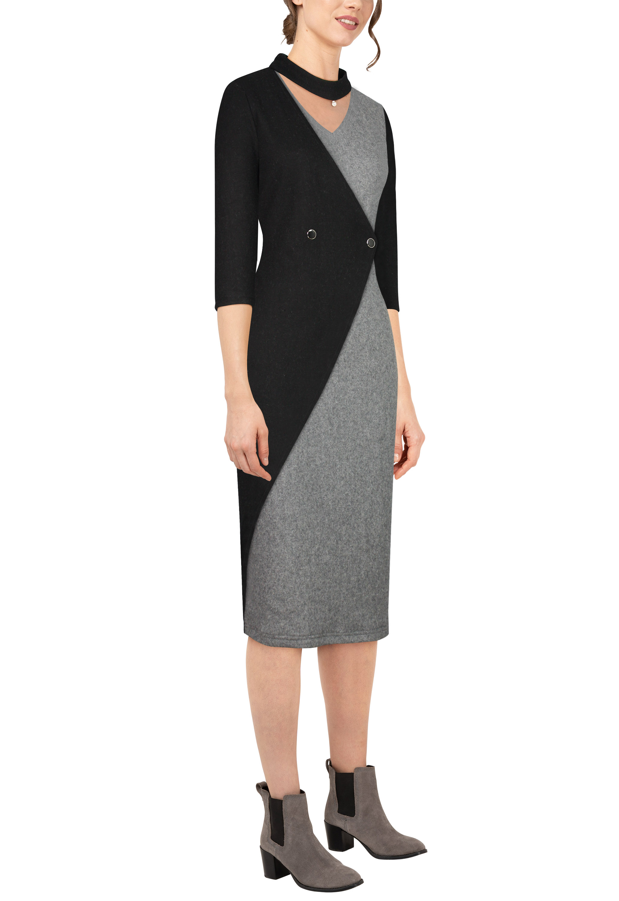 Contrast Wool Dress