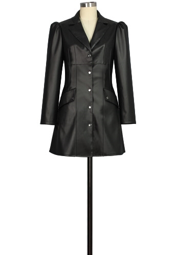 Faux Leather Shirt Dress